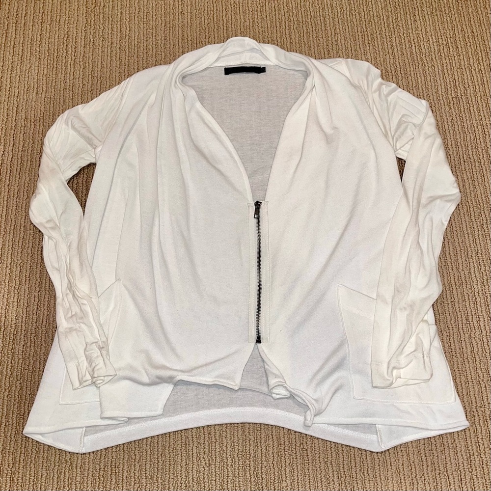 White Zipper Cardigan